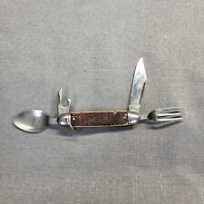 Vintage COLONIAL Prov USA Hobo Camp Knife w/ Opener and stainless Spoon & Fork picture