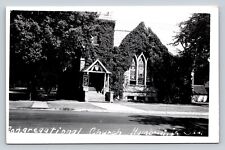 Congregational Church Humboldt Iowa IA Ivy Loaded Stain Glass RPPC Postcard picture
