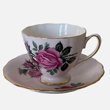 Coclough Teacup Saucer Bone China England Pink Rose Gold Trim 4 Oz Hand Painted picture