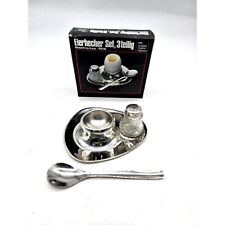 Eierbech Rostfros Inox Stainless Steel Egg Cup Holder Set Salt Shaker/Spoon picture