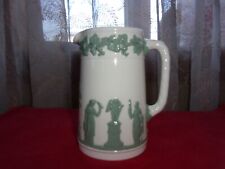Wedgwood Queensware Celadon on cream large tall creamer pitcher jug vintage VGUC picture
