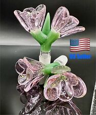 14mm Duel Flower Glass Bowl - Pink - Unique, High Quality, Thick Glass picture