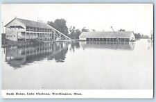 Worthington Minnesota MN Postcard Bath House Lake Okabena c1940 Vintage Antique picture