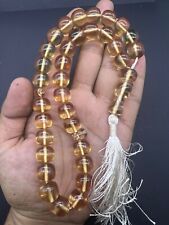 Beautiful Old Yellow Color Natural Sandalos Rosary Tasbhi Beads From Central Asi picture