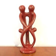 Handcrafted Soapstone Figurine Art Sculpture Decor Family Of Four 10 in Tall picture