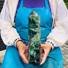 6.09LB  Natural Colourful Fluorite Obelisk Quartz Crystal Tower  Healing picture
