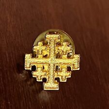 Vintage CRUSADERS Gold Tone Jerusalem Cross Lapel Collar Tack Pin Religious picture