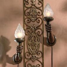 Set of 2: French Whimsy 1930s Style Hands Holding Glass Torches Wall Sconces picture