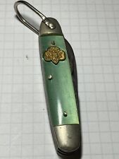USA Girl Scout Kutmaster Utica NY New York 4 Blade Clear Green Camping Knife picture