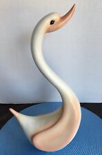 MID-CENTURY MODERN LARGE PINK / CORAL SWAN CERAMIC FIGURE MARKED D'ARTS FLORIDA picture