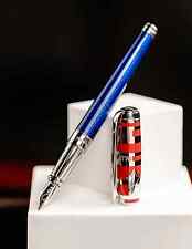 ST DUPONT DECLARATION OF INDEPENDENCE FOUNTAIN PEN RED BLUE LACQUER 14K 410035 M picture