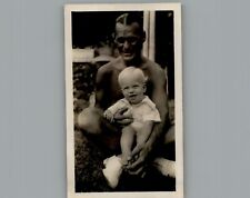Antique 1940's Dad With 13 1/2 Month Old - Black & White Photography Photo picture