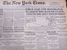 1928 OCTOBER 12 NEW YORK TIMES - ZEPPELIN SOARS OVER MEDITERRANEAN - NT 5335 picture