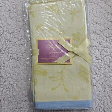 New Williams Sonoma Yellow With Gold Butterfly Jacquard Blue Trim Napkins picture