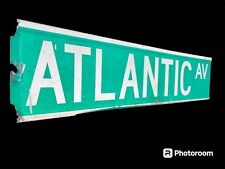 VINTAGE NYC NEW YORK CITY STREET SIGN BROOKLYN ATLANTIC AVE DOUBLE SIDED picture