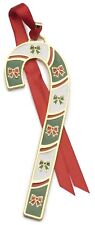 Wallace Annual Gold Plate Enamel Candy Cane Ornament 2018 Bows NIB picture
