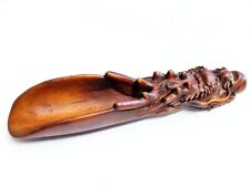 YW027 - 16 CM Long Carved Boxwood Carving Dragon Tea Scoop Coffee Spoon picture