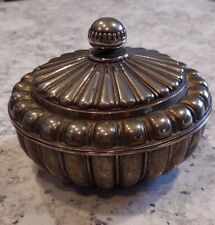 Vintage Silver Plated Trinket Box With Red Satin Lining Home Decor Keepsakes  picture