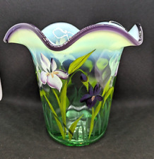 Fenton Designer Showcase Handpainted Vase Green and Purple, J. Powell Signed picture