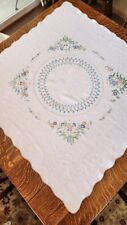 Vintage Square Table Cloth - Linen - Hand Embroidered - 38