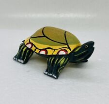 Vintage Nicaragua Wooden Turtle Hollow Figurine Hand Painted Art Decor 22 picture