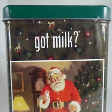Santa Square Tin Got Milk Chocolate Chip Cookies Christmas Container Biscuits picture