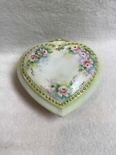 Vintage Hand-painted Heart Shaped Lidded Trinket Box picture