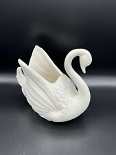Vintage Mid Century Modern 1950’s swan planter Vase White 7” No Cracks Or Chips picture