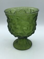 intage E.O. Brody Co Green Crinkle Textered Glass Pedestal Footed Compote Vase picture