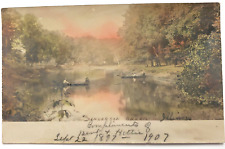 VTG Early 1900s Hand Colored Postcard Green River  / Henderson Creek Illinois 73 picture