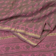 Sanskriti Vintage Brown/Pink Sarees Pure Cotton Hand-Block Printed Sari Fabric picture