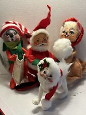 Lot of 4 Annalee Dolls Christmas Figurines 1970 - 2012 Santa , Kitty, 2 Mice picture