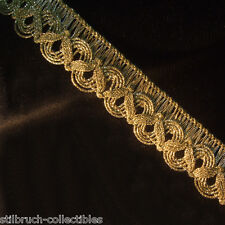 Antique gold metallic lace trim swag brocade braid loops yardage 1