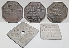 VINTAGE CRYSTAL WHITE LAUNDRY SOAP CHEERIO TWO CAKES FLAKE SOAP LAVA SOAP TOKENS picture
