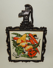 Vintage Cast Iron Mailbox Kitchen Tile Trivet - Summer Vegetables picture