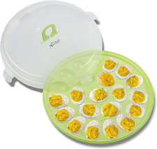 Round Deviled Egg Platter and Carrier with Lid - 22 Egg Slots  picture