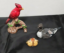 Birds Figurines Pintail Duck Yellow Chicks Bird Black Swan Red Cardinal Lot of 3 picture