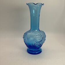Vintage Imperial Glass Blue Bud Vase Chrysanthemum Pattern  6.25” 1951 Marking picture