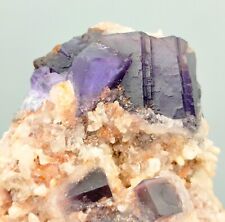 223 Gm Gorgeous  Perfect Cubic Purple Flourite With Calcite Specimen@ Pakistan picture