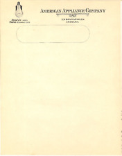 American Appliance Company Letter Head Indianapolis Metalyte Pierce Blank :D picture