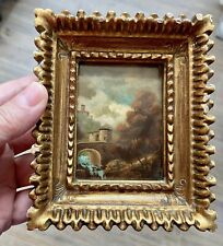 Vintage Hand Painted Italian Miniature Oil Painting Framed Collectible picture
