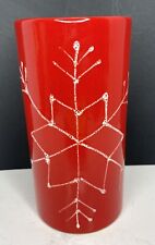 Hand Made Red Italian Vase With White Snowflake Ceramic Pottery Christmas picture