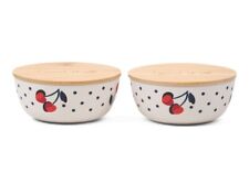Kate Spade Lids “I Want It All” Red Cherry Black Dot Lenox Storage Bowls picture