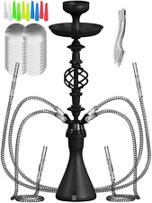 Hookah Set With Everything 4 Hose Black Hookah Set 50x Foil Big Silicone Bowl picture