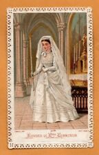ANTIQUE 1881 1ST COMMUNION CONF PAPER LACE HOLY CARD ST MICHELS PARIS FRANCE picture