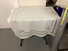 VTG Linen Tablecloth Embroidery Cutwork 32” Square picture