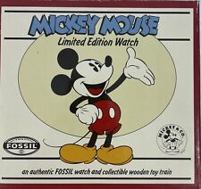 Mickey Mouse Watch Disney Fossil Watch & Wood Toy Train LI 1452 1994, 4205/15000 picture