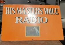 1920s Old Vintage His Masters Voice Radio Gramophone Porcelain Enamel Sign Board picture
