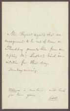 WILLIAM CULLEN BRYANT (1794-1878) handwritten letter | Poet - signed picture