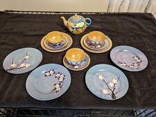 12 pc. Japanese Hand Painted LUSTERWARE Teapot with birds and a Floral design picture